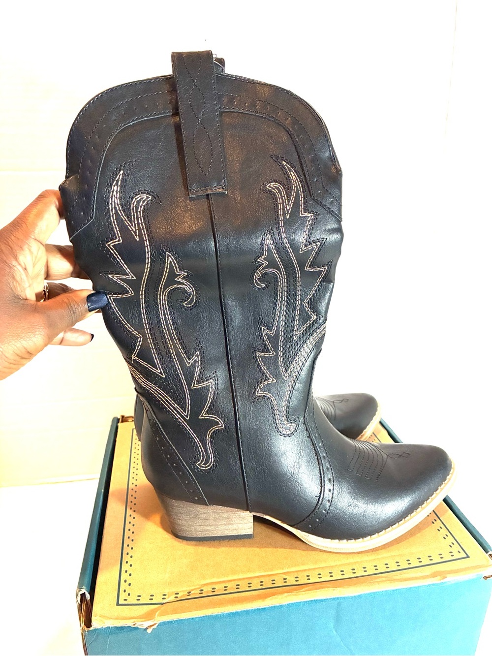 Rollda Mattie Black Western Cowboy Boots Women’s Size 7 NWT - Picture 6 of 14